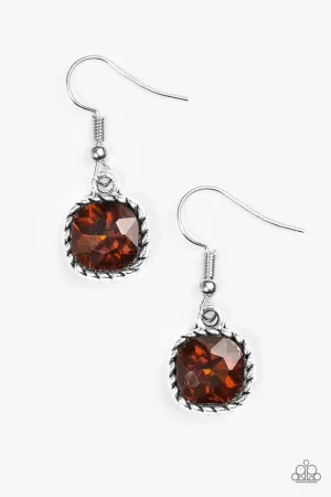 Paparazzi Earring ~ Gem Hunt - Brown