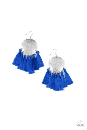 Paparazzi Earring ~ Tassel Tribute - Blue