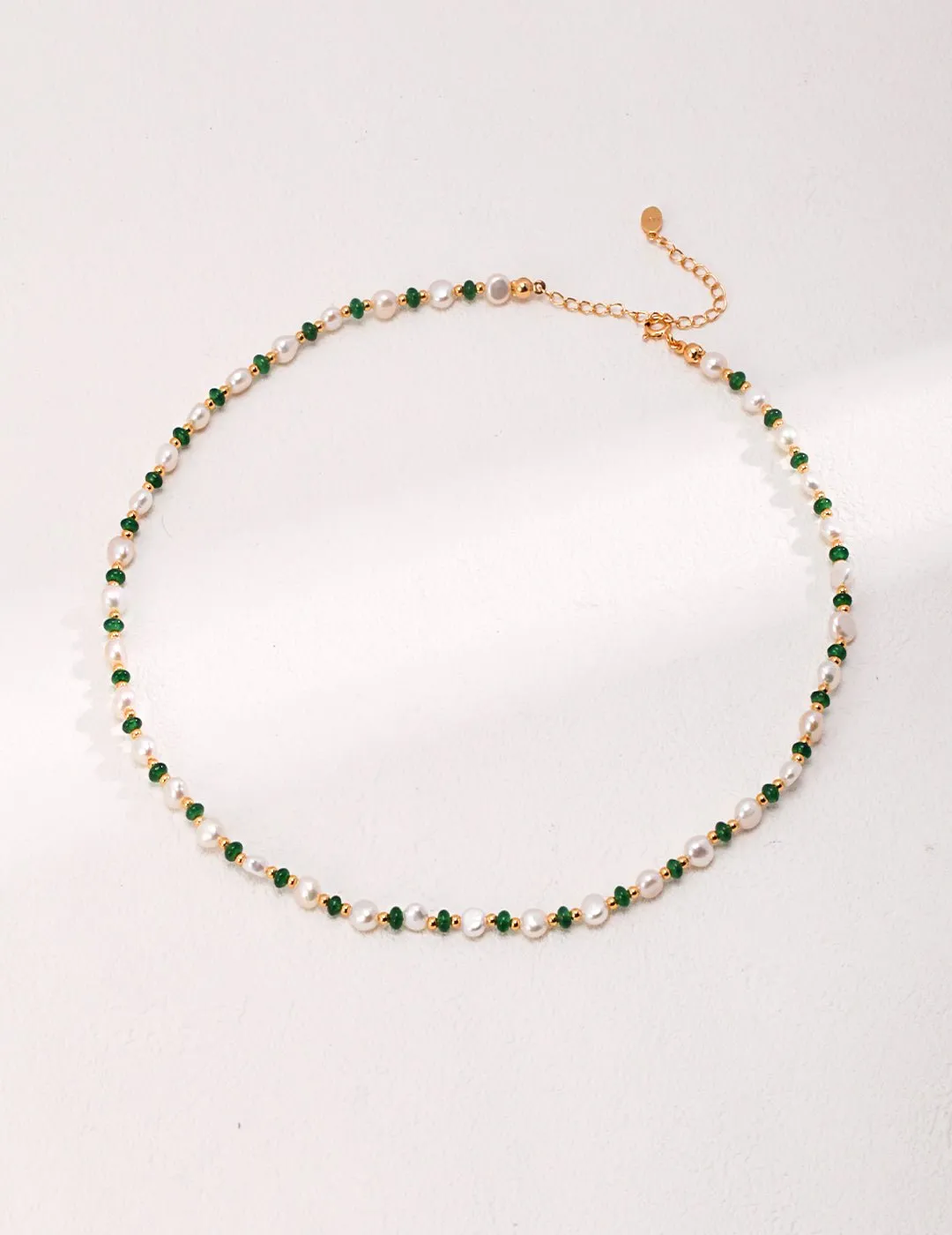 Pearl Emerald Gold Necklace