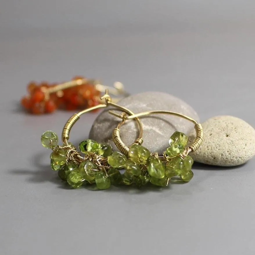 Peridot Bouquet Hoop Earrings