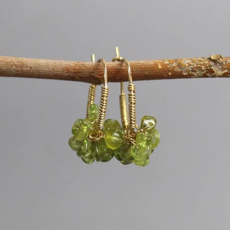 Peridot Bouquet Hoop Earrings