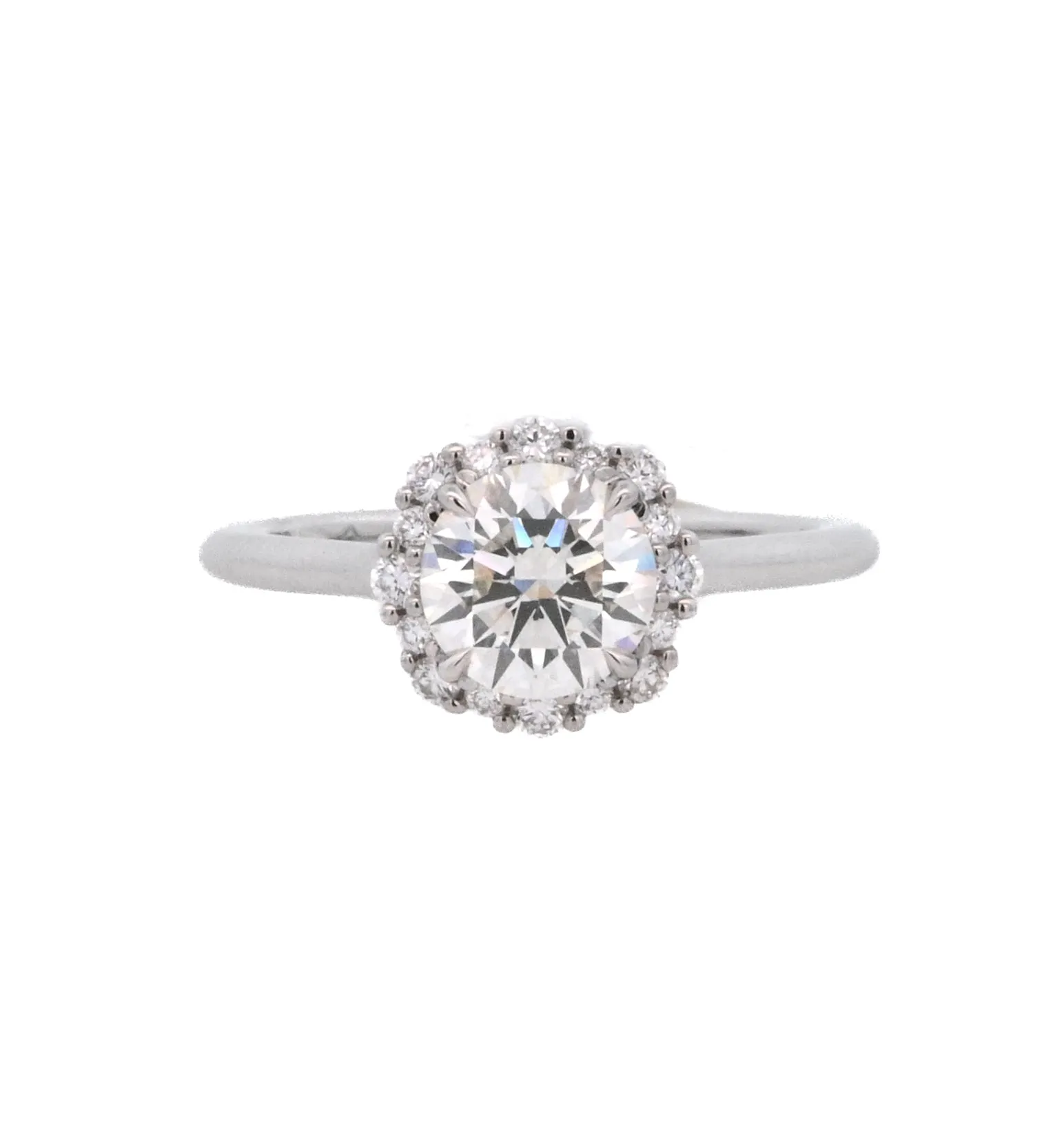 Platinum Round Diamond 1.14Ct Halo Engagement Ring