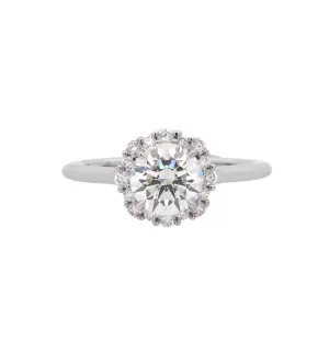 Platinum Round Diamond 1.14Ct Halo Engagement Ring