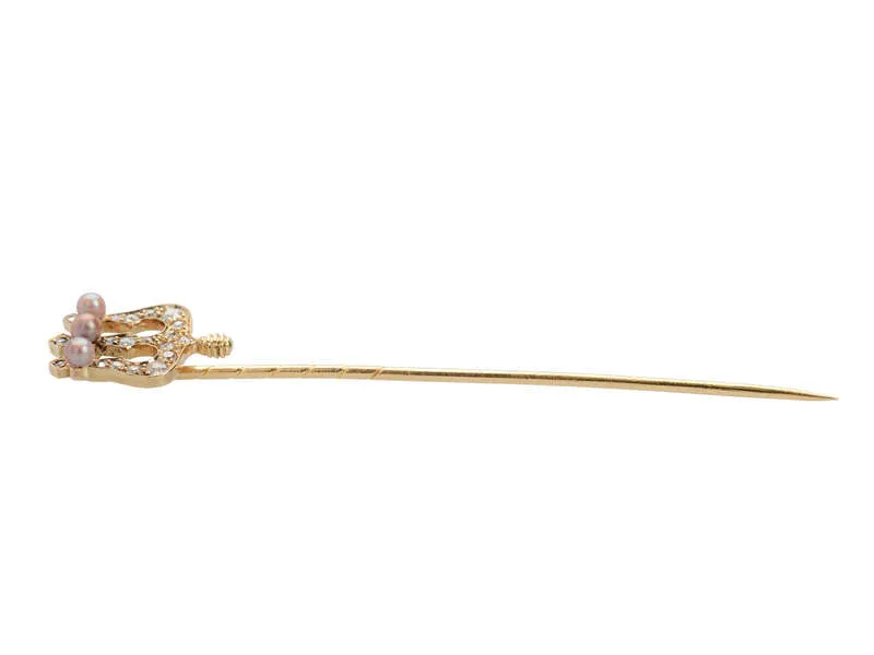 Poseidon's Trident - Pink Pearl Diamond Stickpin