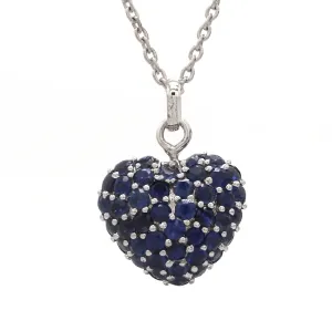 Puffy Pave Blue Sapphire Heart Charm