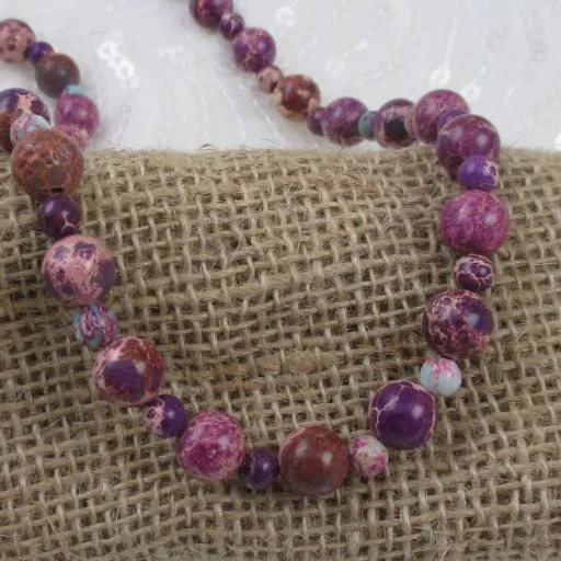 Purple Gemstone Classic Necklace Long Handcrafted Necklace