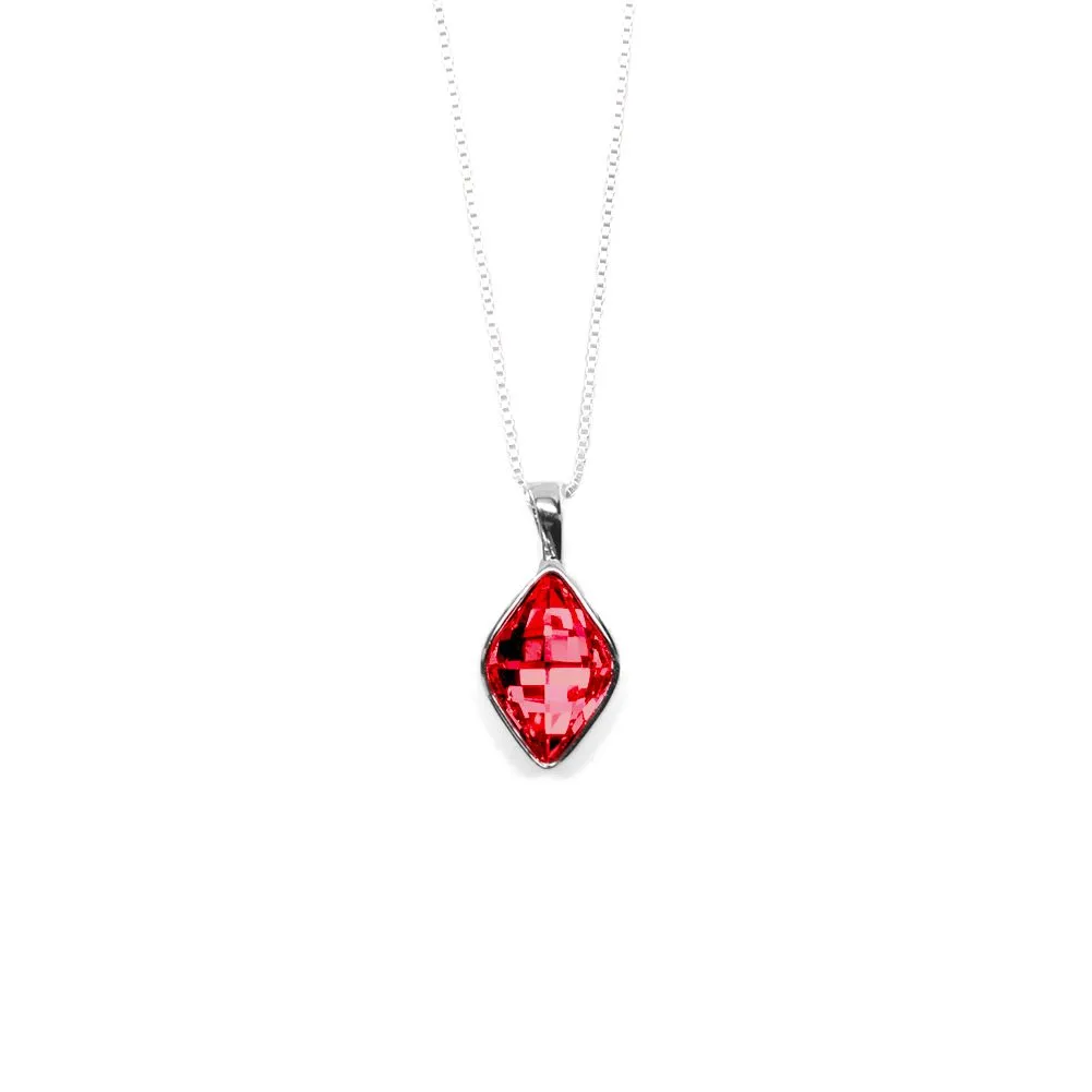 Red Rhombus Shaped Crystal Necklace