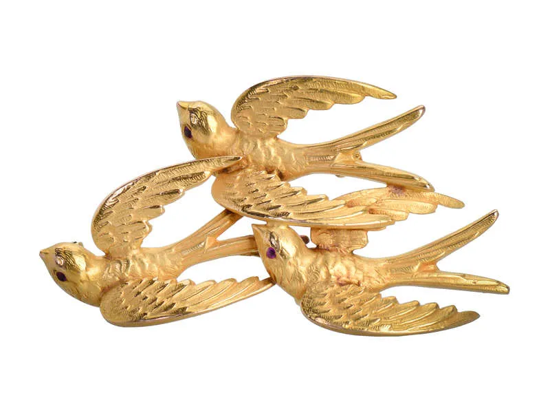 Returning Home - Riker Bros. Swallows Brooch