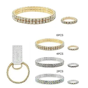 Rhinestone Bracelets Rings Set 43056GS (12 units )