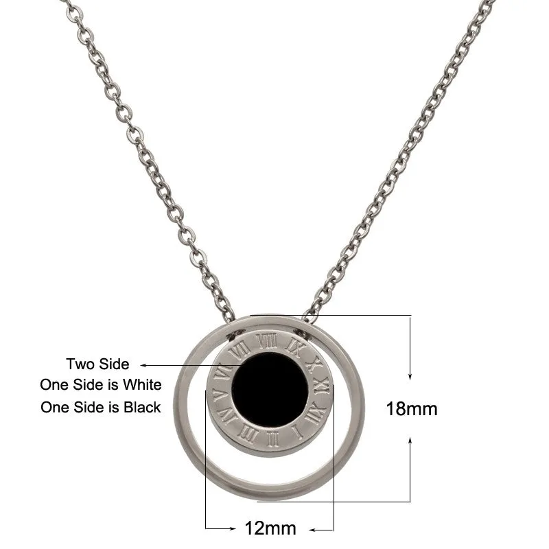 Roman Numeral Pendant Necklace Natural Shell With Agate Stone two-sided Pendant Chains Necklace For Women Fine Jewelry