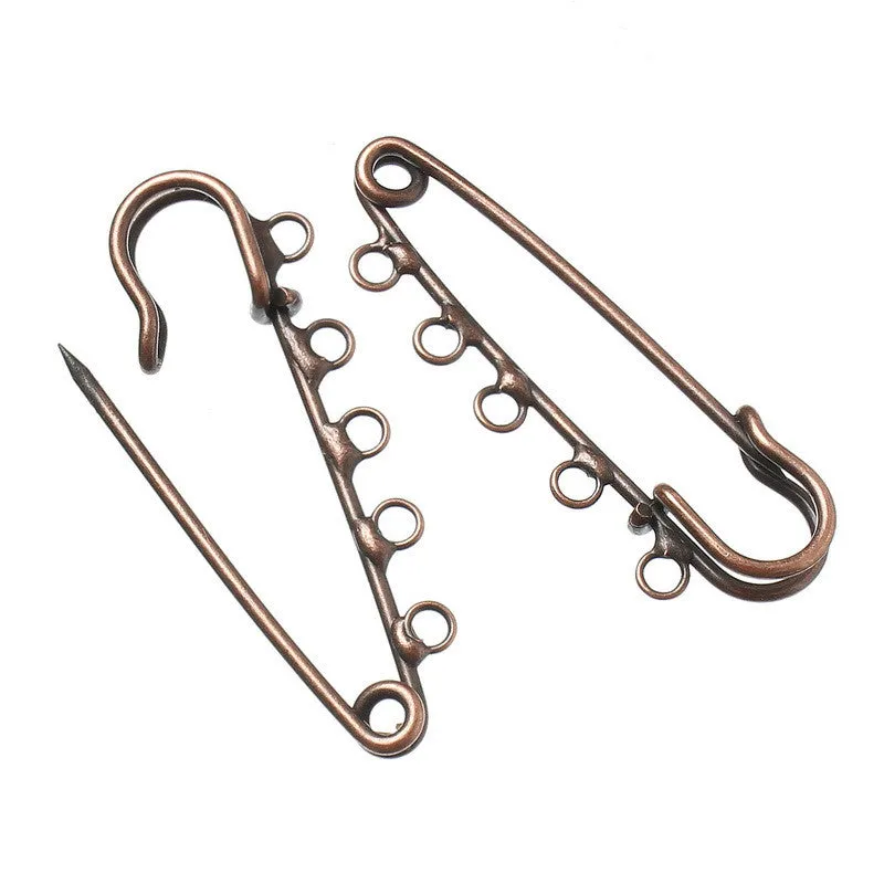 Sexy Sparkles 10 Pcs Safety Brooches Pins Antique Copper 5 Loops 2"