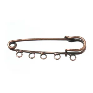 Sexy Sparkles 10 Pcs Safety Brooches Pins Antique Copper 5 Loops 2"