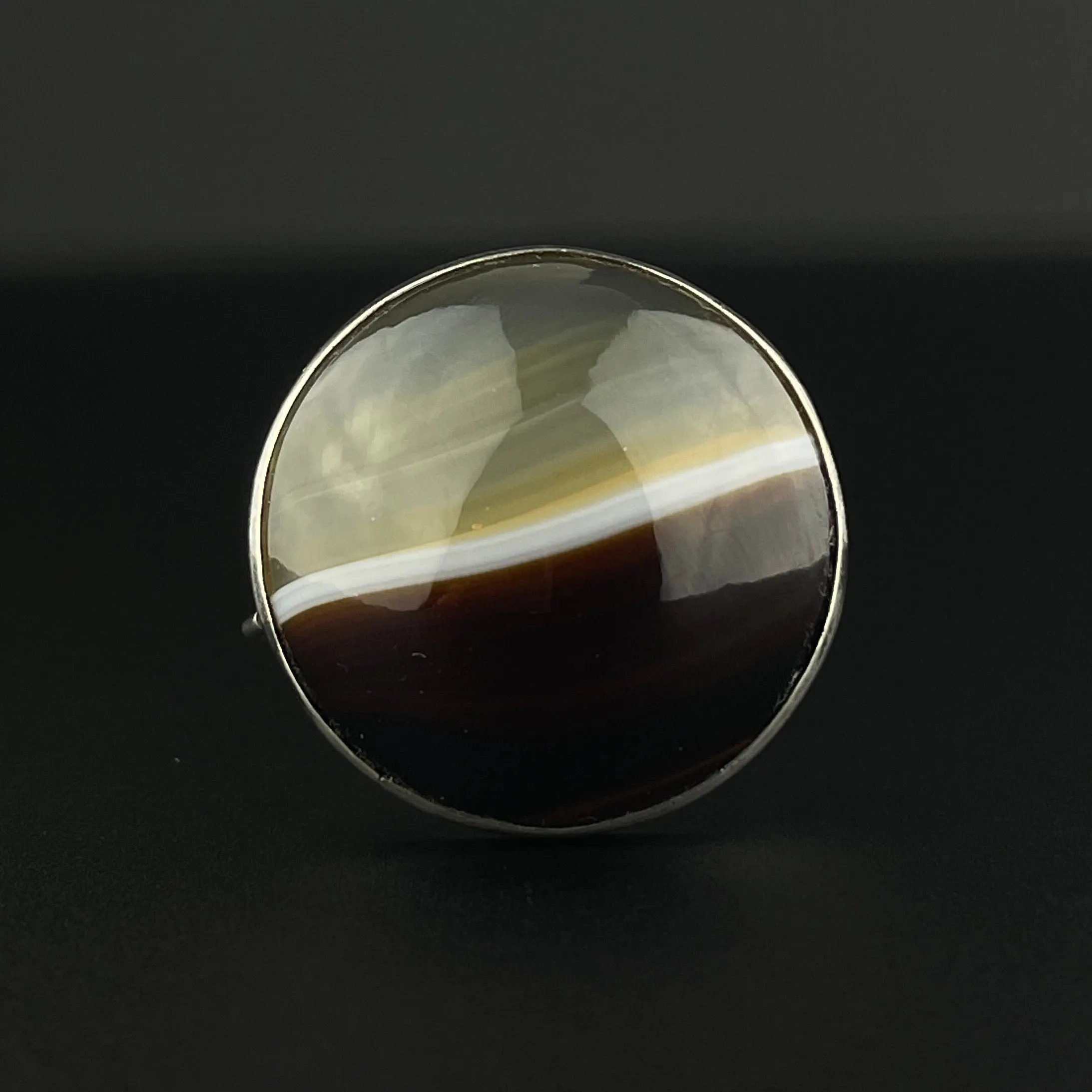 Silver Scottish Banded Agate Brooch Pendant