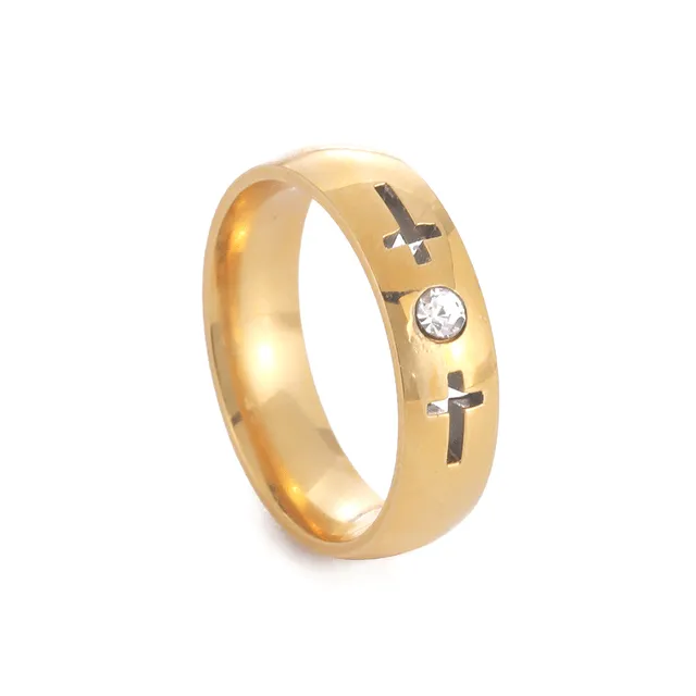 Stainless Steel Christian Ring with Hollow Cross