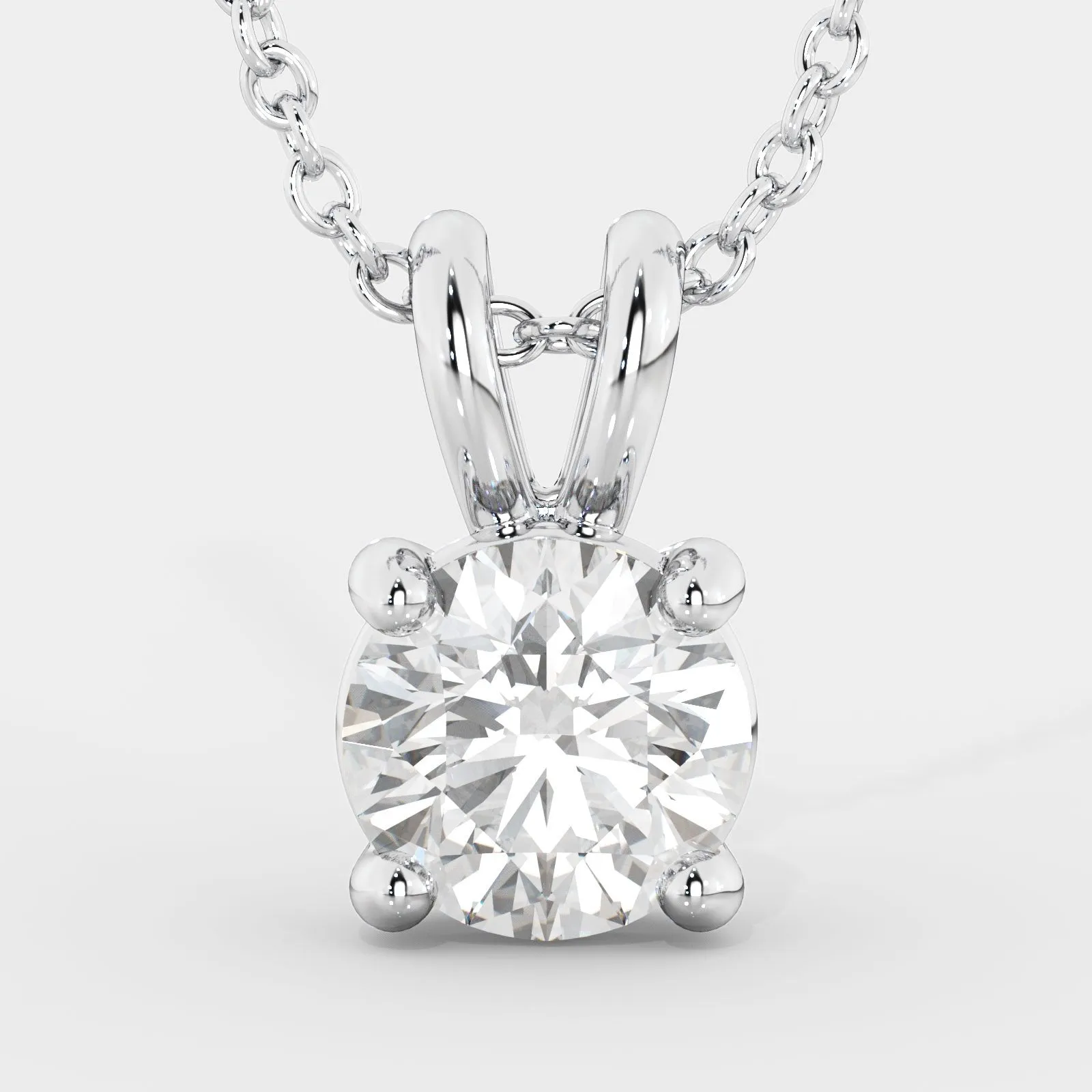 Stellar scintillation Natural Diamond Solitaire Pendant with a White Necklace