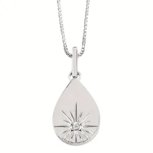 Sterling Silver 0.01ctw Diamond Teardrop Pendant Necklace