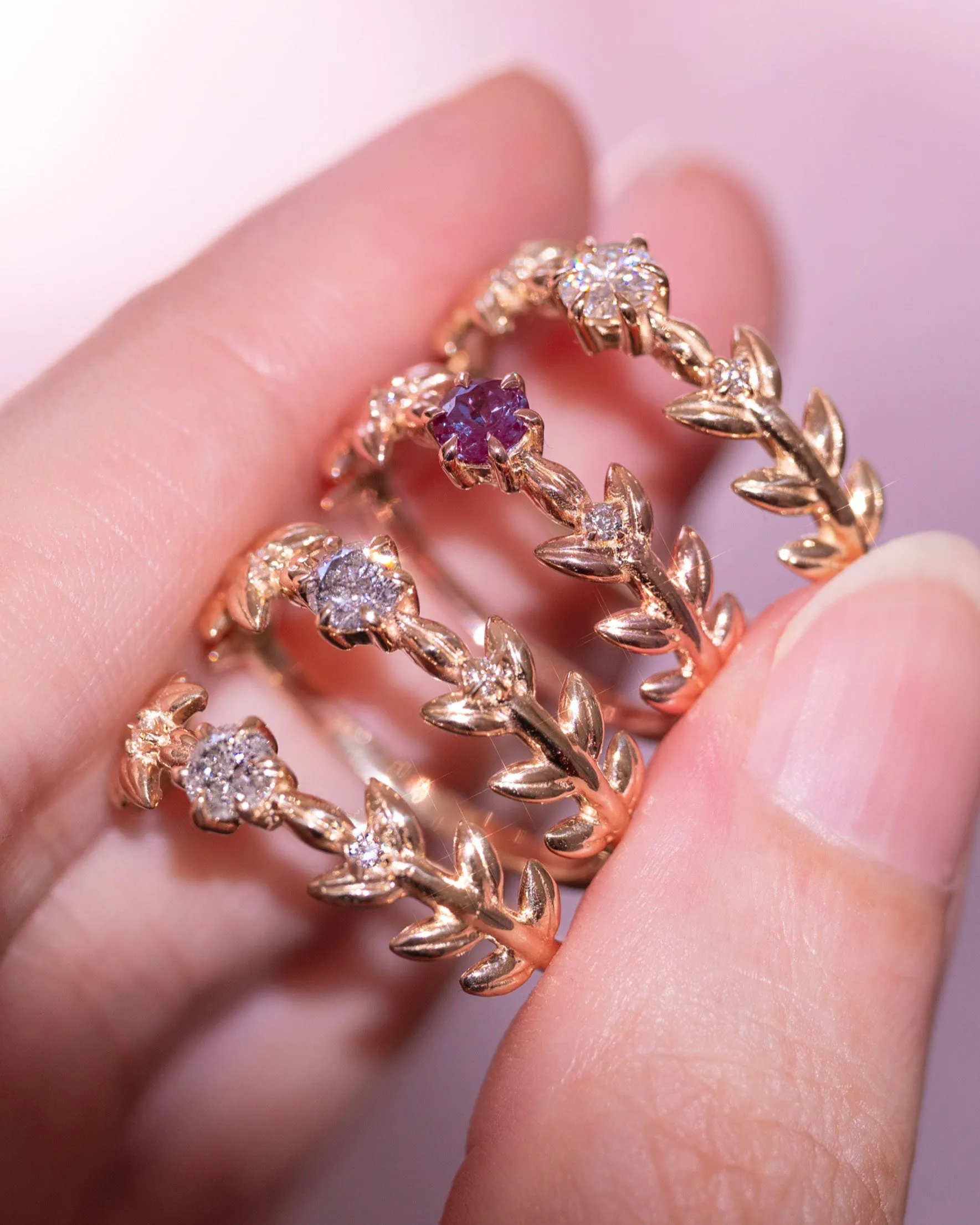 Twilight Baby Goddess Alexandrite Leaf Ring