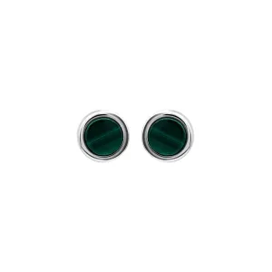 Unique & Co Sterling Silver Malachite Stud Earrings ME-859