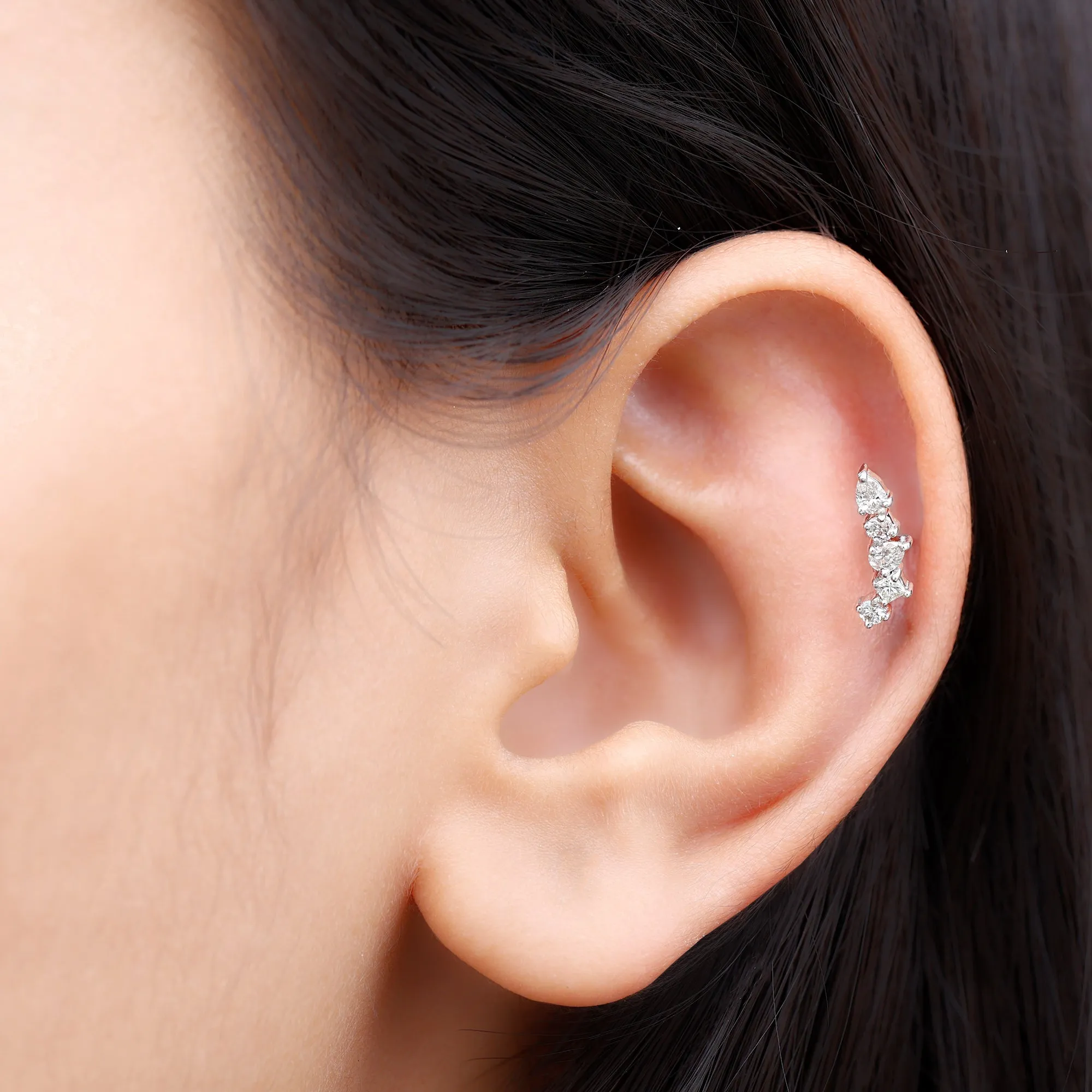 Unique Diamond Crawler Earring for Helix Piercing