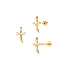 Unique Diamond Dagger Earring for Cartilage Piercing