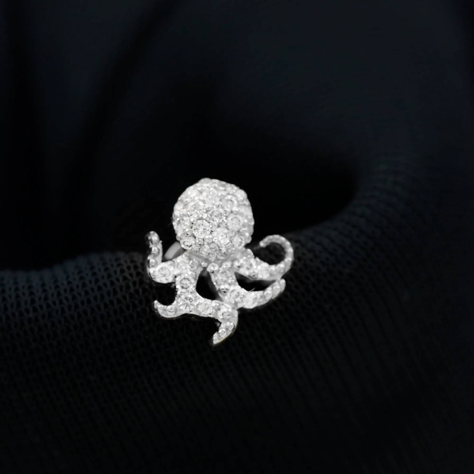 Unique Diamond Octopus Earring with Flat Back