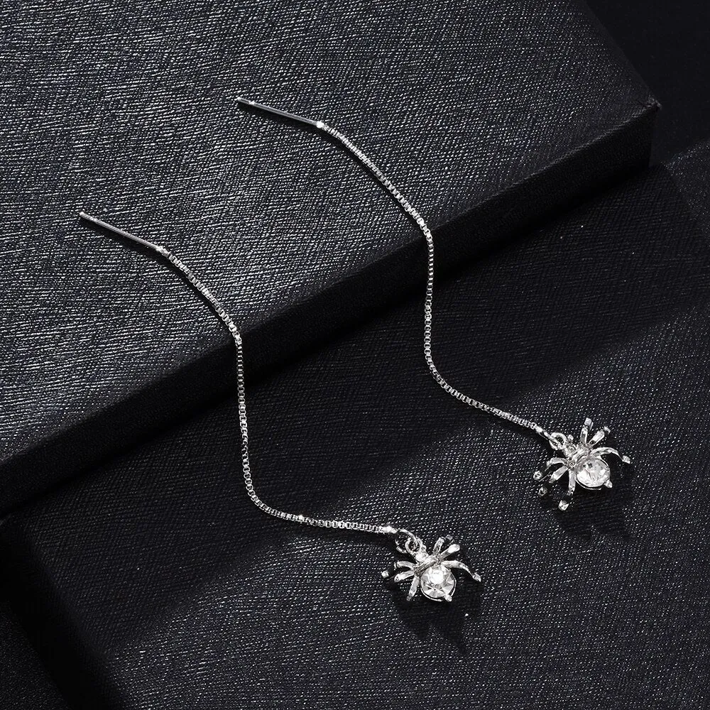 Unique Long Chain Spider Earrings