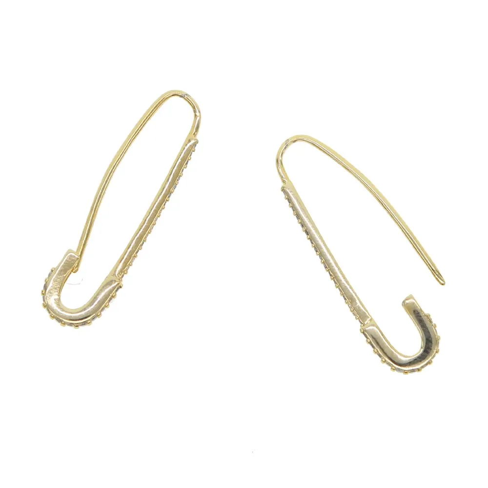 Unique Paperclip Safety Pin Gold Women Stud Earrings