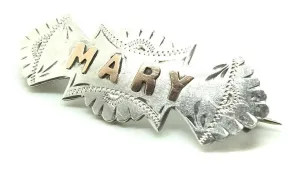 Victorian 'Mary' Mizpah Sterling Silver Name Brooch