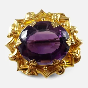 Victorian Yellow Gold Amethyst Brooch