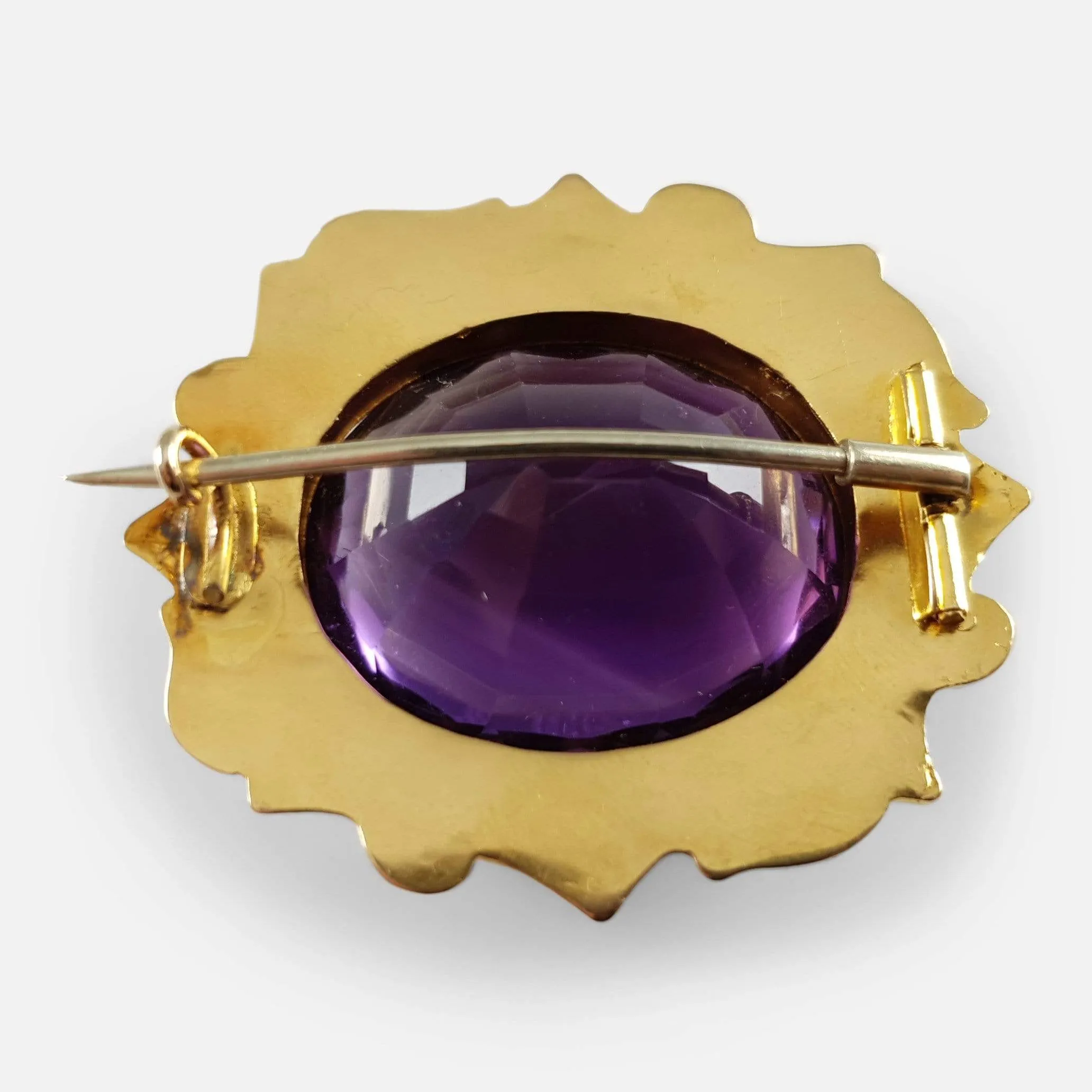 Victorian Yellow Gold Amethyst Brooch