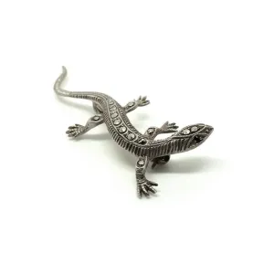 Vintage Art Deco 1920's Marcasite Sterling Silver Lizard Brooch