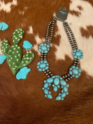 Western Large turquoise unique SQUASH NECKLACE