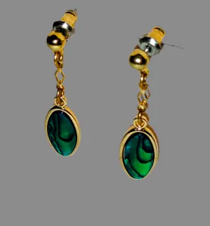 Yellow gold filled green stone pierced earrings