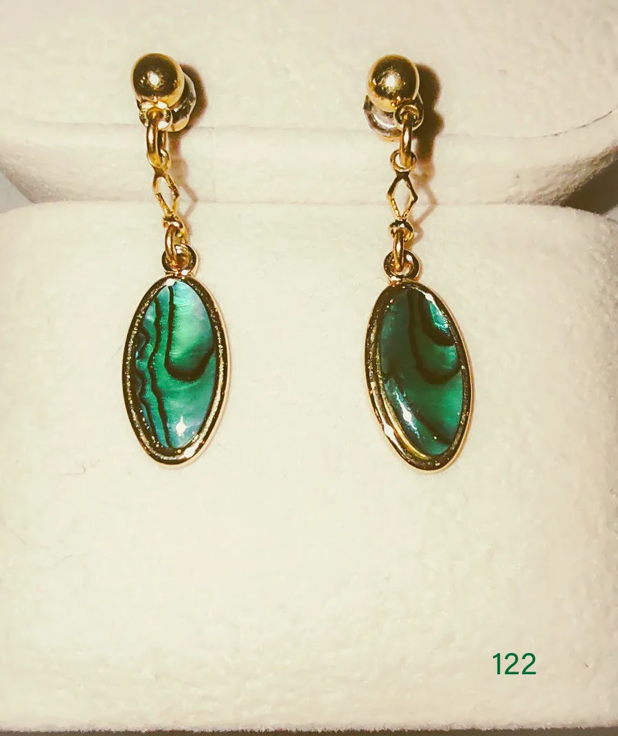 Yellow gold filled green stone pierced earrings